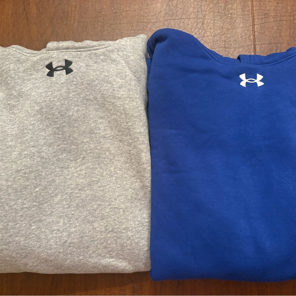 Lot of 2 youth  XL Under Armour Gray and Blue Crewneck Sweatshirts